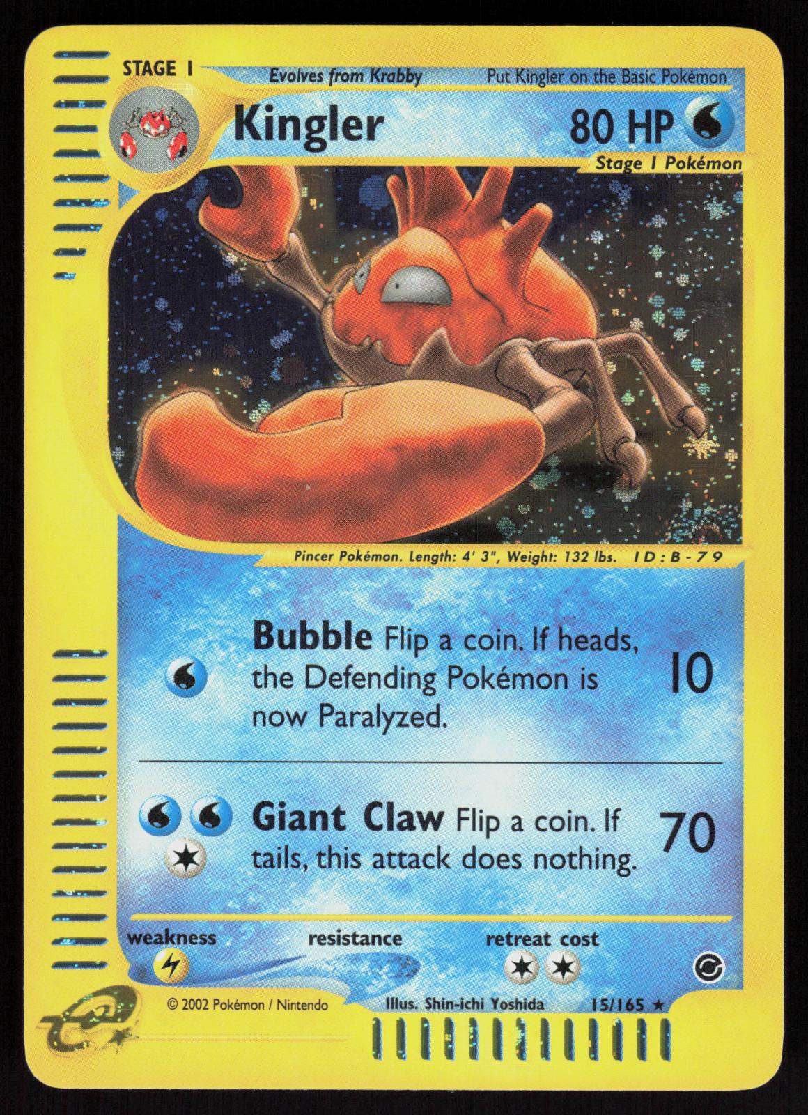 Pokemon Kingler 15/165 Expedition Base Set Holo Rare Lightly Played