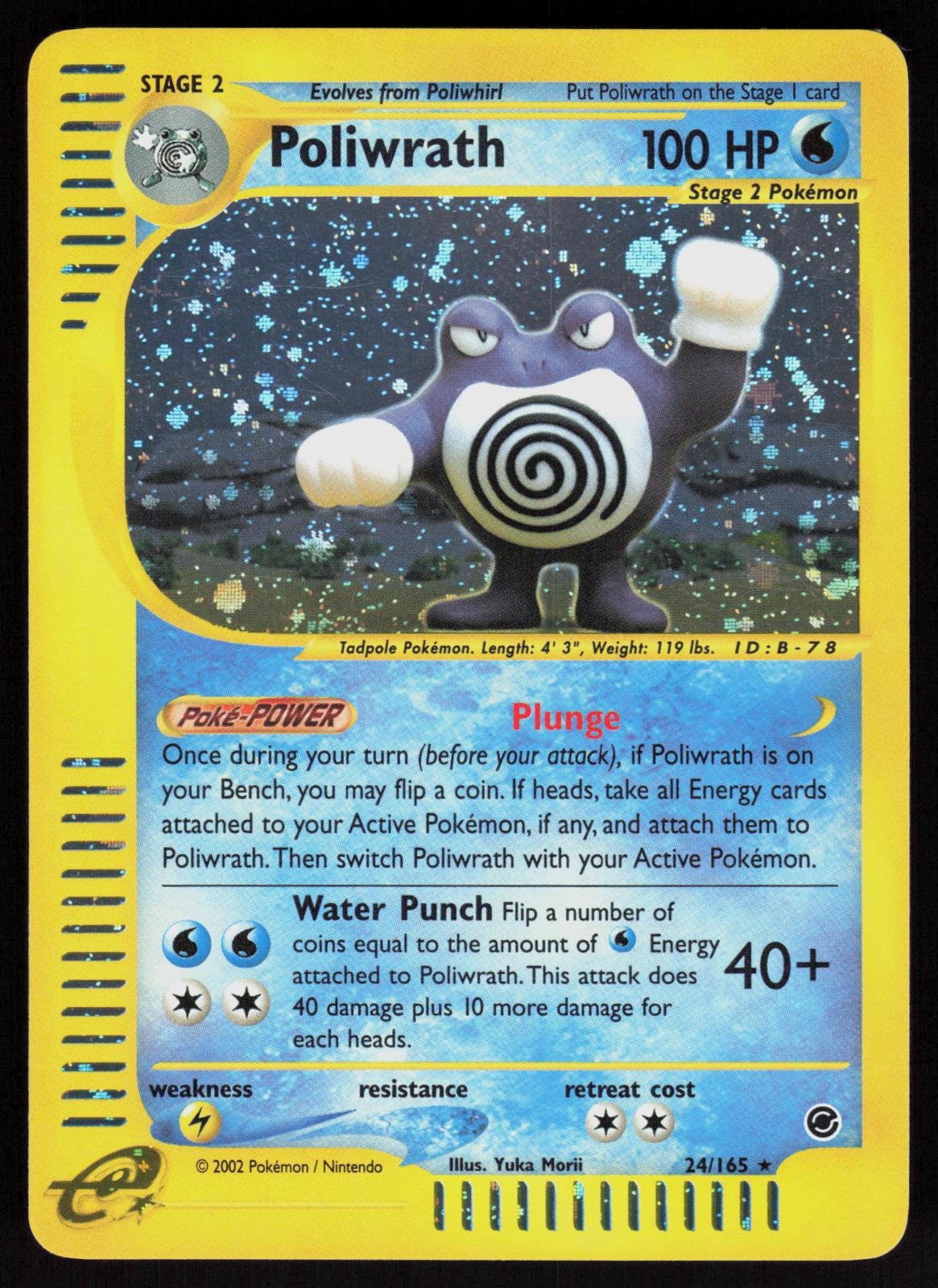 Pokemon Poliwrath 24/165 Expedition Base Set Holo Rare Lightly Played