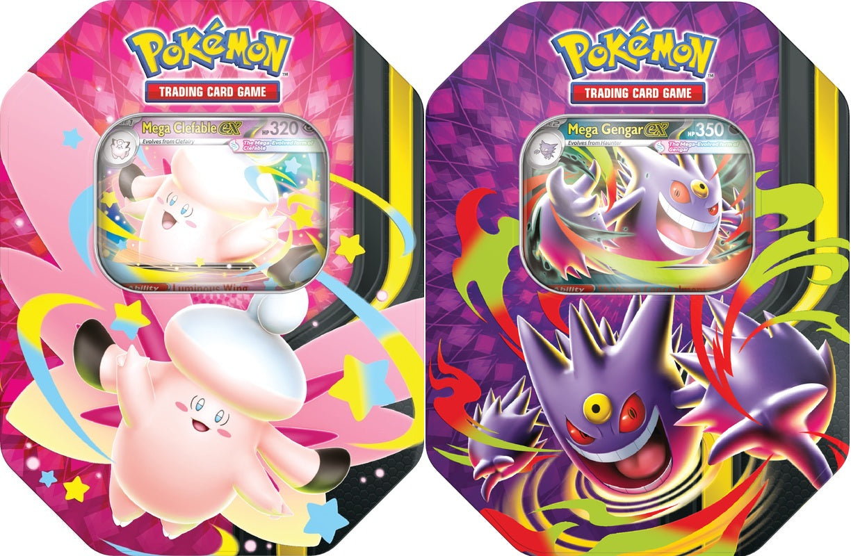 Pokemon - Mega Moonlit Tin - PAIR - Clefable And Gengar ex - 20% VAT
