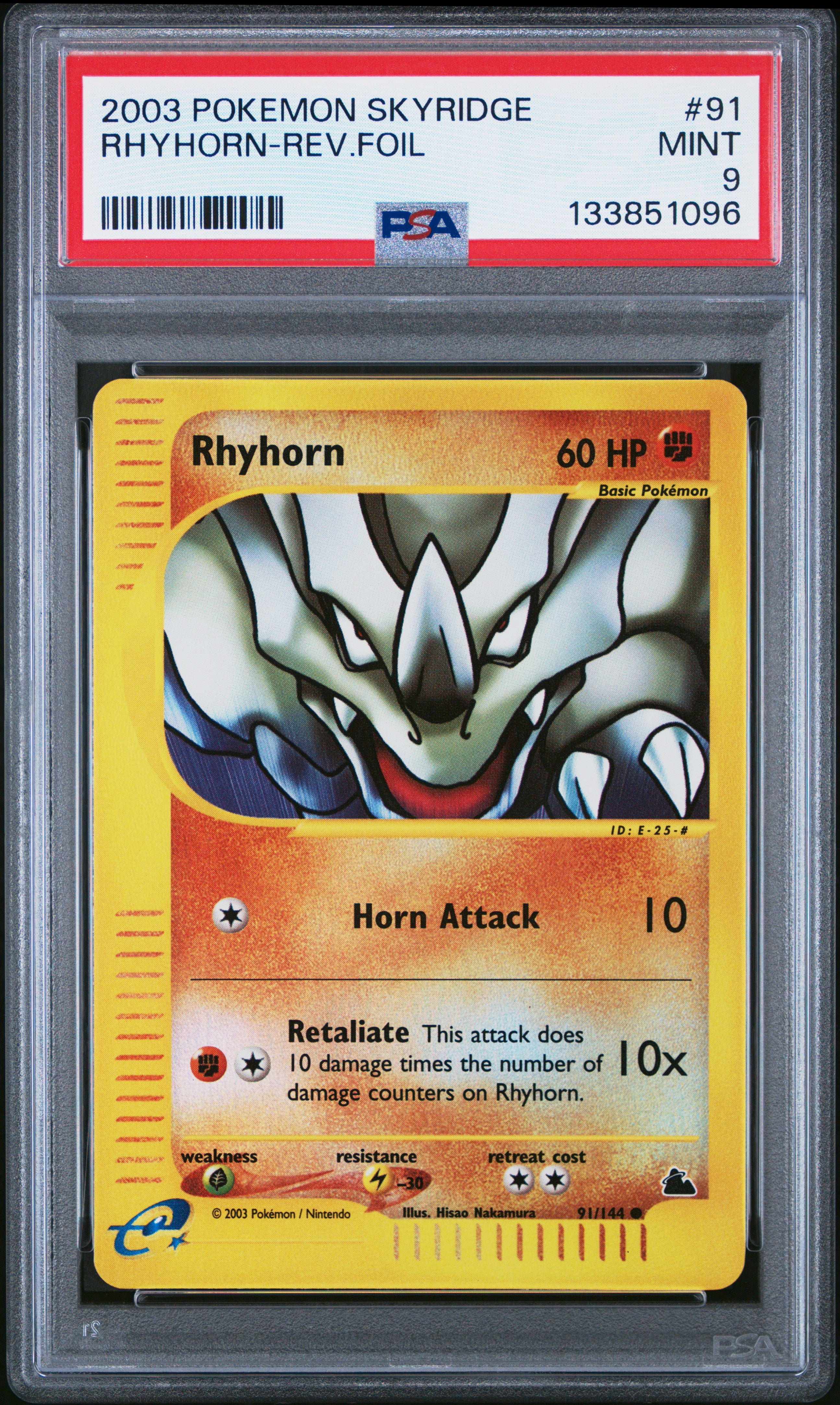 Rhyhorn Reverse Holo 91/144 Skyridge Pokemon PSA 9