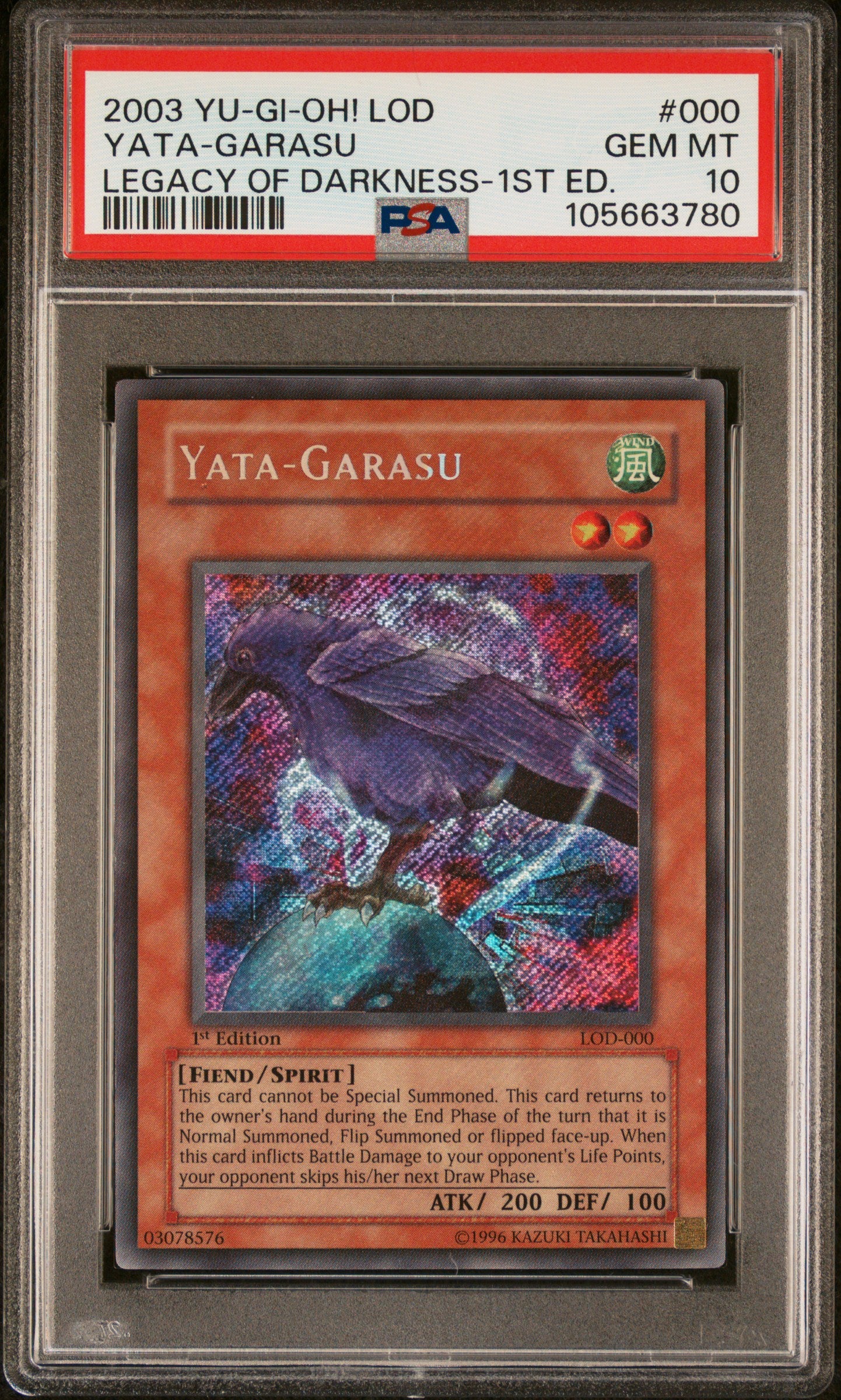 Yata-Garasu 000 1st Edition LOD Legacy Of Darkness Yugioh PSA 10