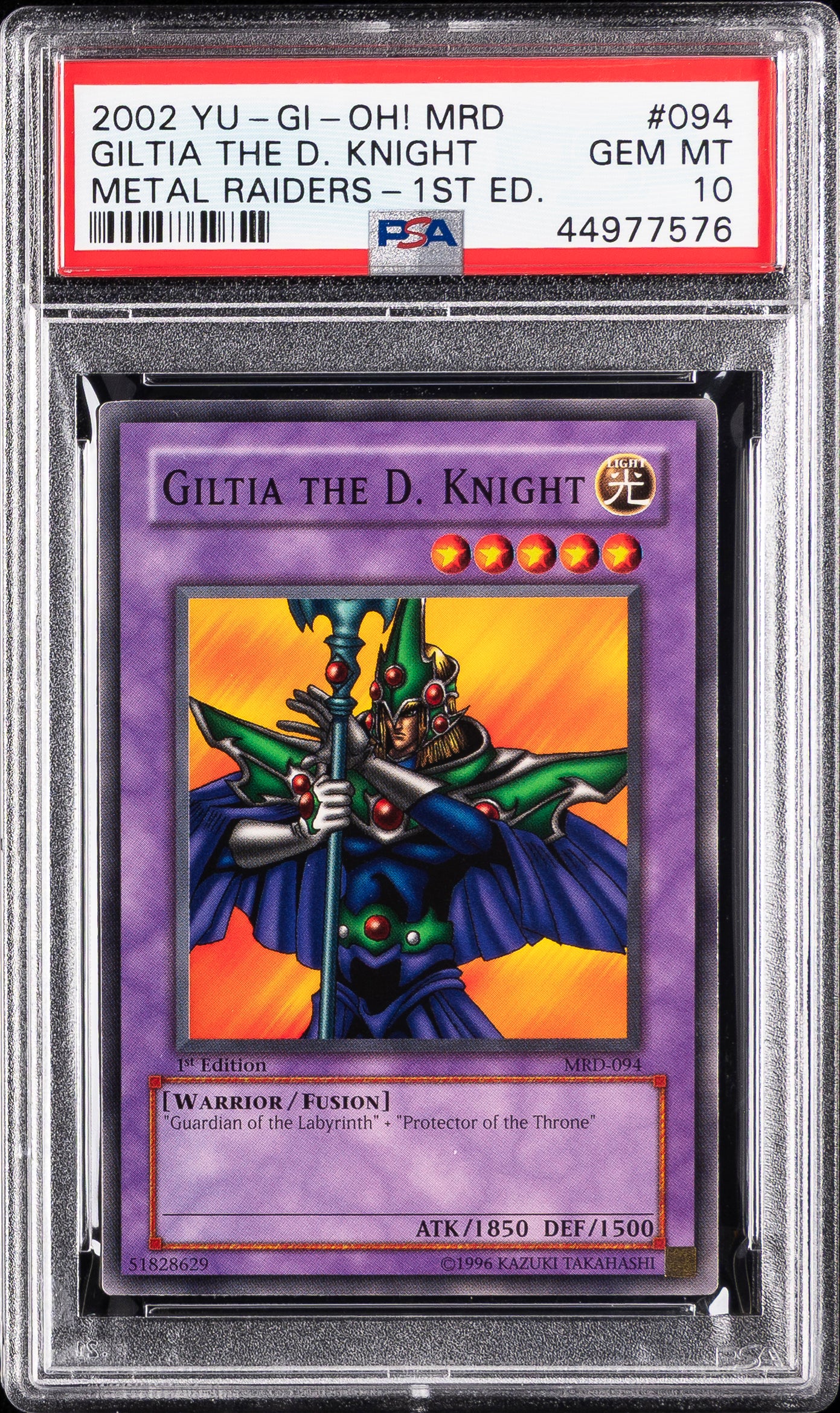 Giltia The D. Knight 094 1st Edition MRD Metal Raiders Yugioh PSA 10