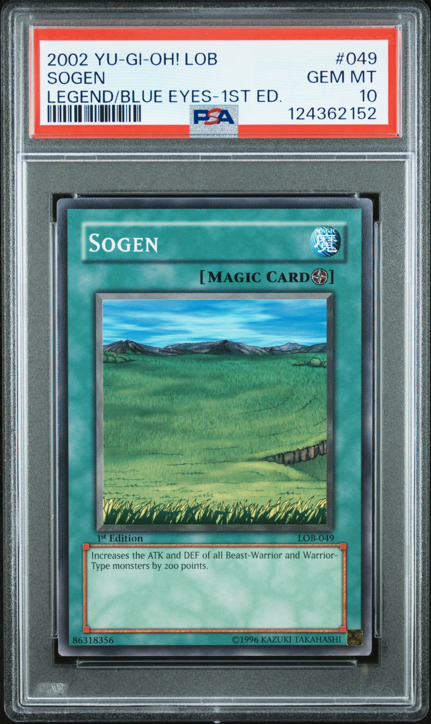 Sogen 049 1st Edition LOB Legend Of Blue Eyes White Dragon Yugioh PSA 10