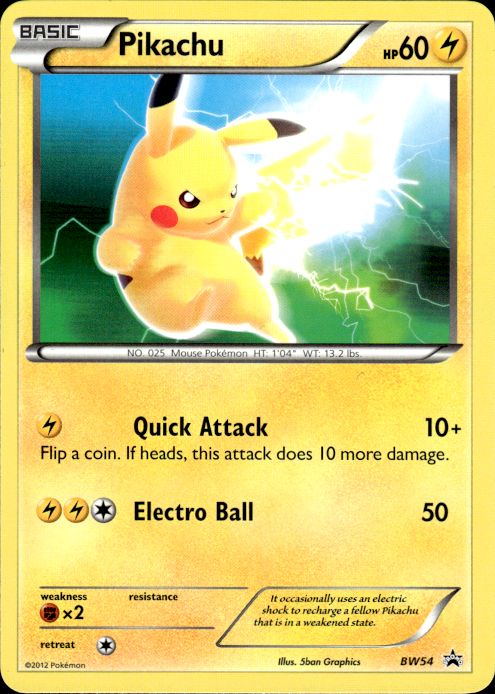 Pokemon Pikachu BW54 BW Black Star Promos Promo Near Mint