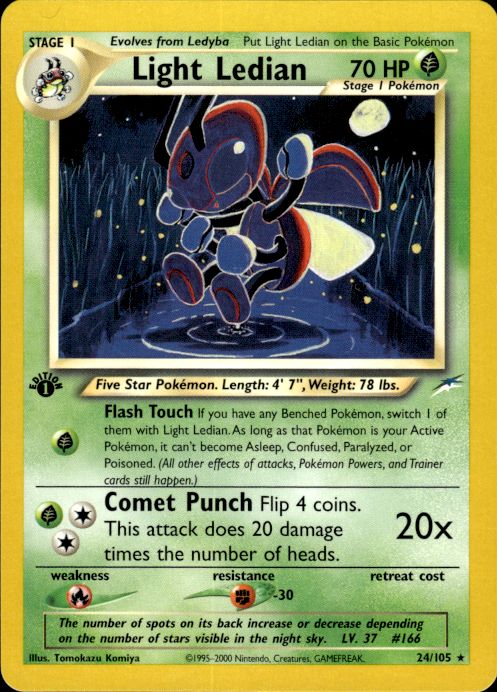 Pokemon Light Ledian 24/105 Neo Destiny 1st Edition Rare Near Mint