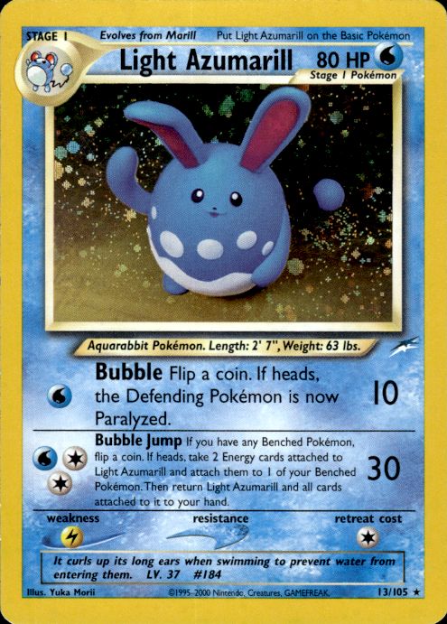 Pokemon Light Azumarill 13/105 Neo Destiny Holo Rare Moderately Played