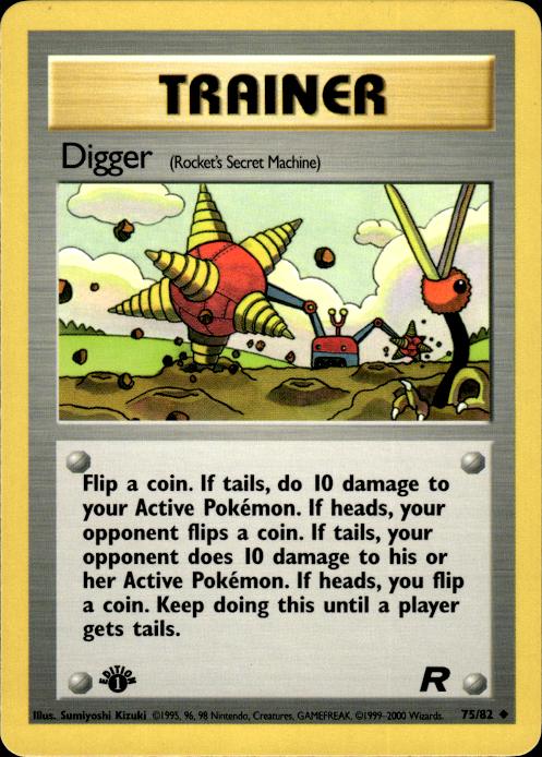 Pokemon Digger 75/82 Team Rocket Uncommon 1st Edition Near Mint