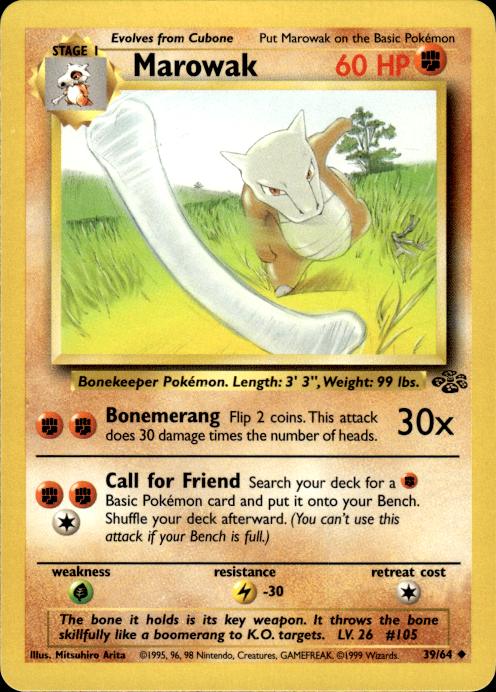 Pokemon Marowak 39/64 Jungle Uncommon Near Mint
