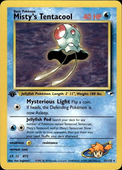 Pokemon Misty's Tentacool 32/132 Gym Heroes Rare 1st Edition Near Mint