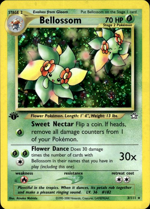 Pokemon Bellossom 3/111 Neo Genesis Holo Rare 1st Edition Lightly Played