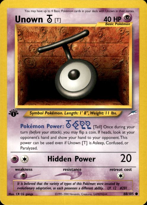 Pokemon Unown [T] 88/105 Neo Destiny 1st Edition Common Near Mint