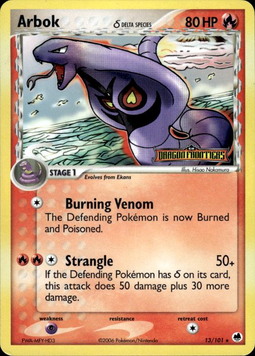 Arbok 13/101 Rare Dragon Frontiers Pokemon Reverse Holo Moderately Played