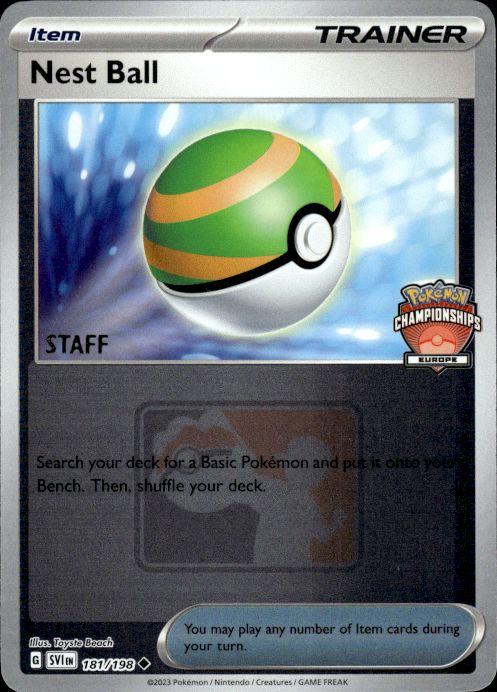Pokemon Nest Ball 181/198 EUIC League & Championship STAFF Card Holo Uncommon NM