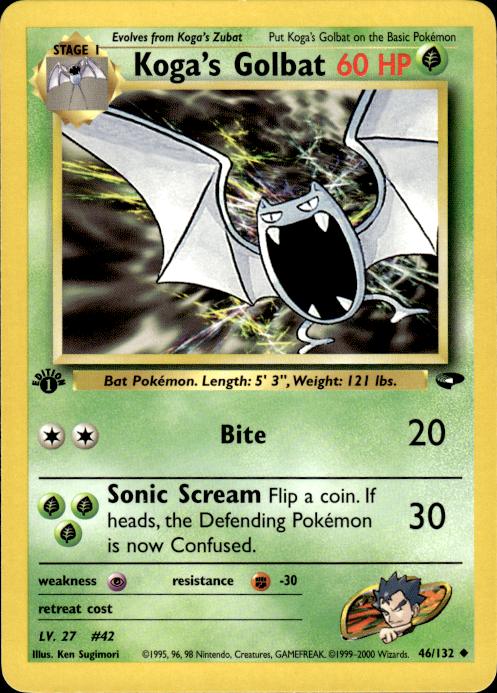 Pokemon Koga's Golbat 46/132 Gym Challenge Uncommon 1st Edition Near Mint