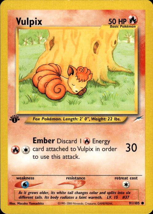 Pokemon Vulpix 91/105 Neo Destiny 1st Edition Common Near Mint