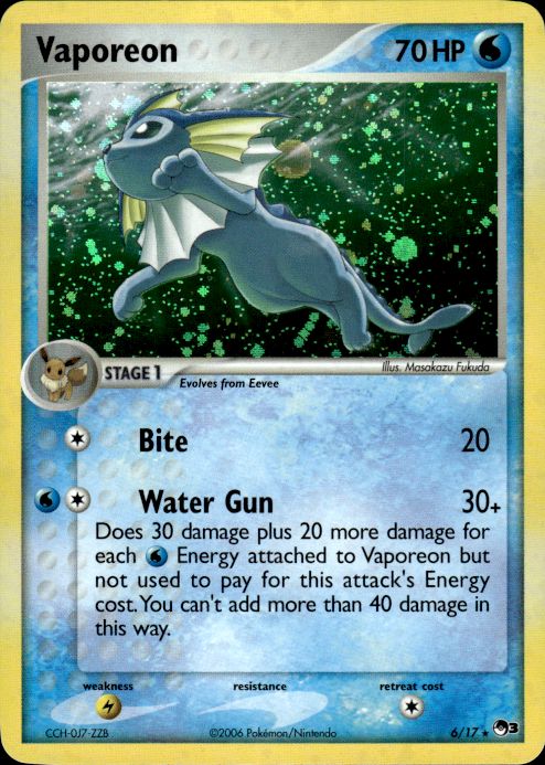 Pokemon Vaporeon 6/17 POP Series 3 Holo Rare Near Mint