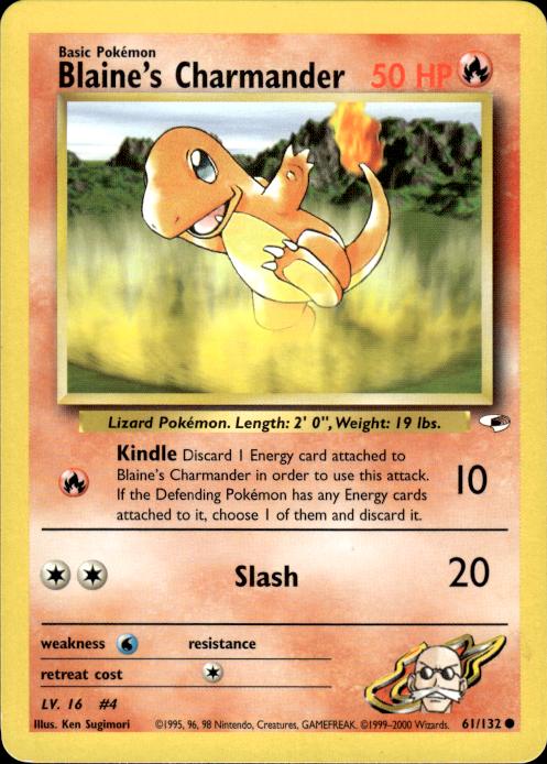 Pokemon Blaine's Charmander 61/132 Gym Heroes Common Near Mint