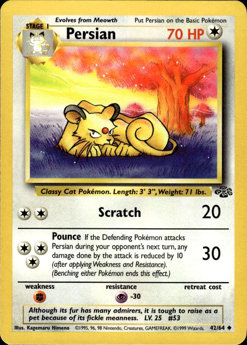 Pokemon Persian 42/64 Jungle Uncommon Near Mint
