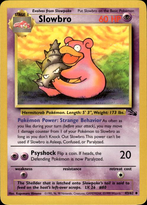 Pokemon Slowbro 43/62 Fossil Uncommon Near Mint