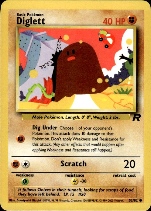 Pokemon Diglett 52/82 Team Rocket Common Near Mint