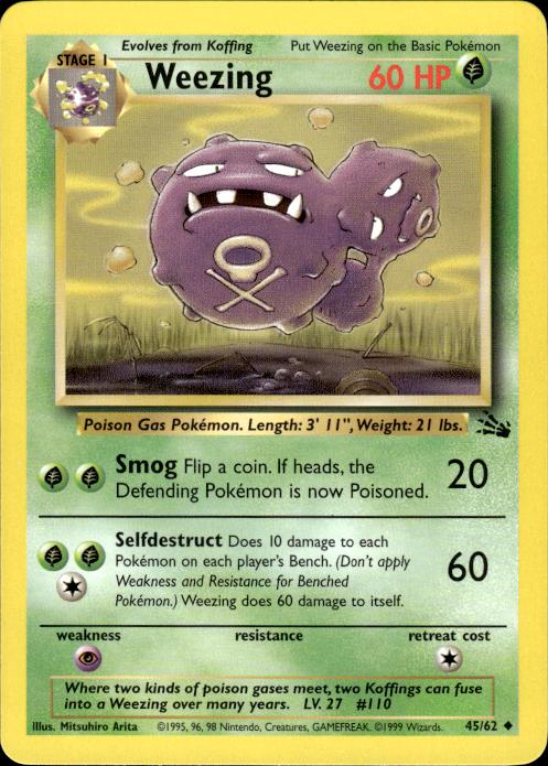 Pokemon Weezing 45/62 Fossil Uncommon Near Mint