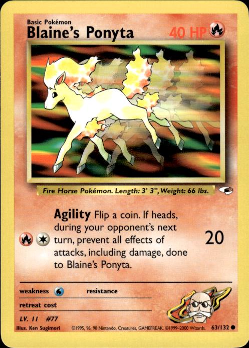 Pokemon Blaine's Ponyta 63/132 Gym Heroes Common Near Mint