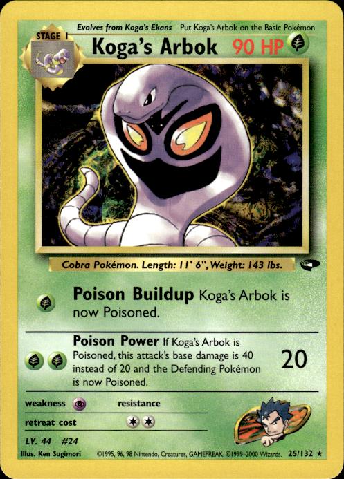 Pokemon Koga's Arbok 25/132 Gym Challenge Rare Near Mint