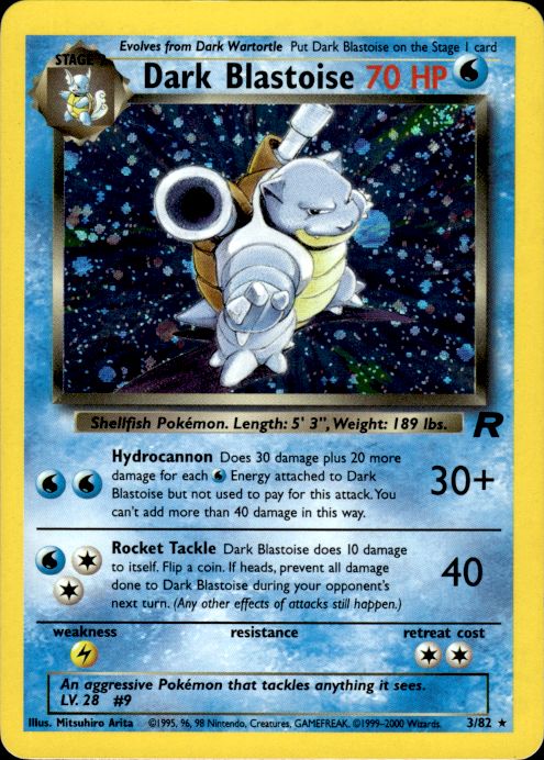 Pokemon Dark Blastoise 3/82 Team Rocket Holo Rare Moderately Played