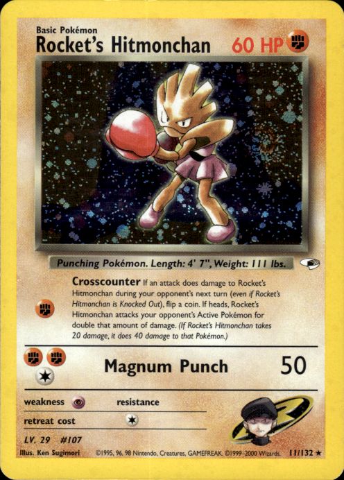 Pokemon Rocket's Hitmonchan 11/132 Gym Heroes Holo Rare Lightly Played