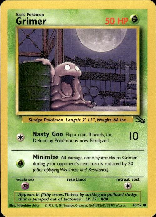 Pokemon Grimer 48/62 Fossil Common Near Mint