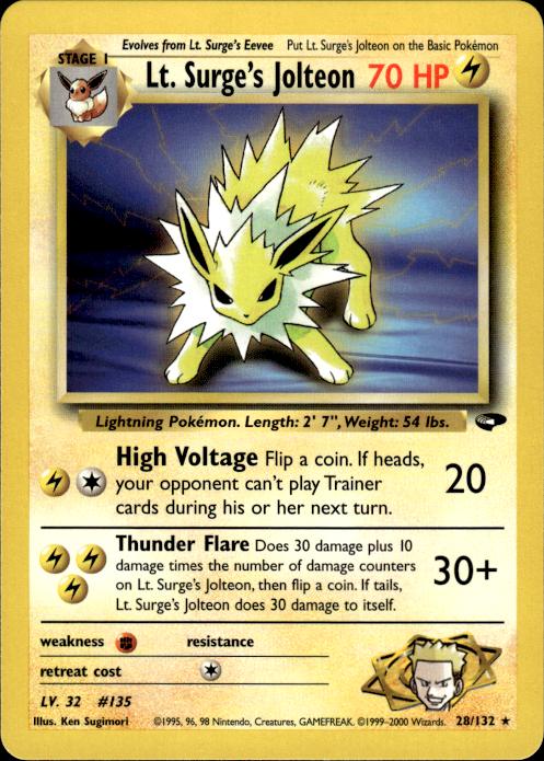 Pokemon Lt. Surge's Jolteon 28/132 Gym Challenge Rare Near Mint