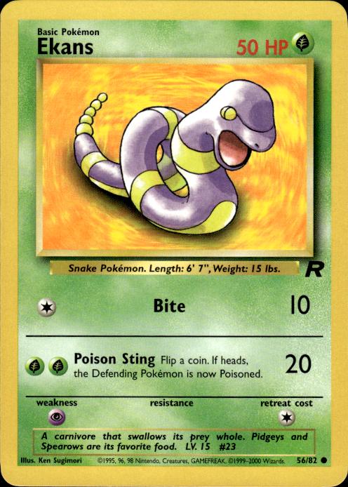 Pokemon Ekans 56/82 Team Rocket Common Near Mint