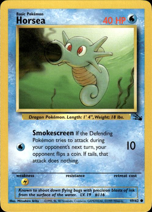 Pokemon Horsea 49/62 Fossil Common Near Mint