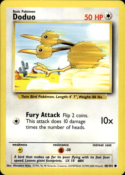 Pokemon Doduo 48/102 Base Set 4th Print 1999-2000 Common Near Mint