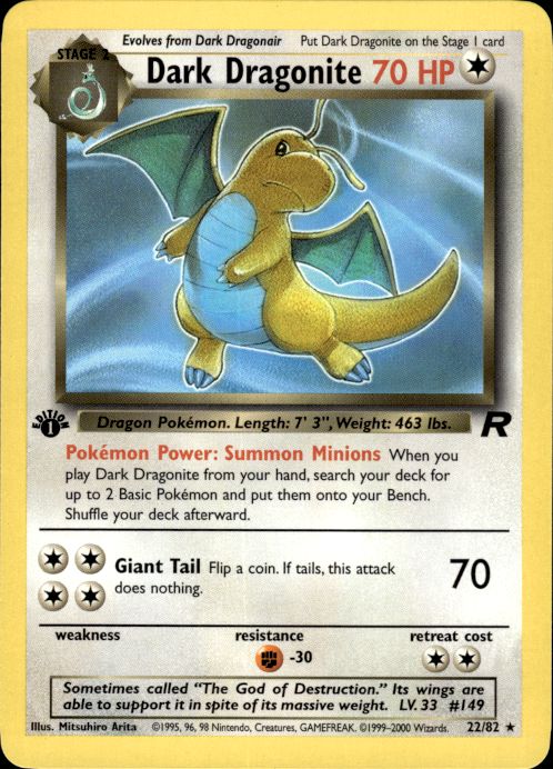 Pokemon Dark Dragonite 22/82 Team Rocket Rare 1st Edition Lightly Played