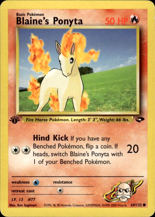 Pokemon Blaine's Ponyta 64/132 Gym Challenge Common 1st Edition Near Mint