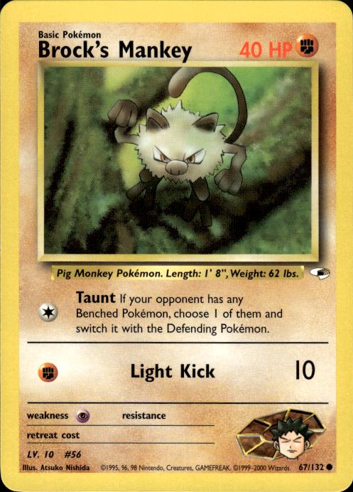 Pokemon Brock's Mankey 67/132 Gym Heroes Common Near Mint
