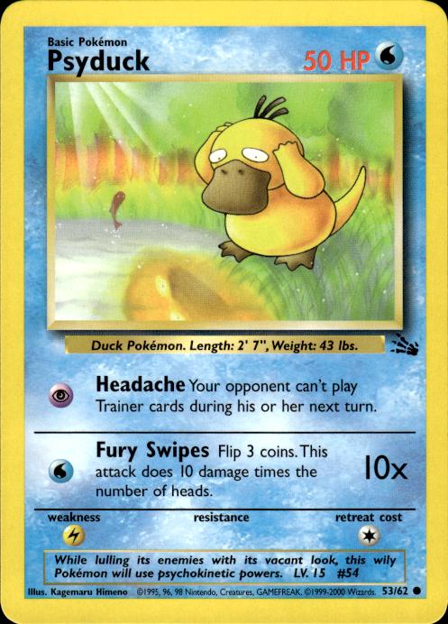 Pokemon Psyduck 53/62 Fossil Common Near Mint
