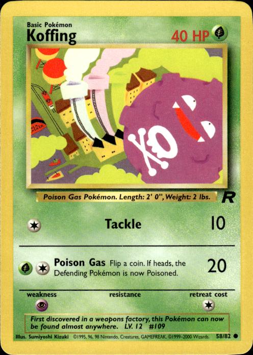 Pokemon Koffing 58/82 Team Rocket Common Near Mint