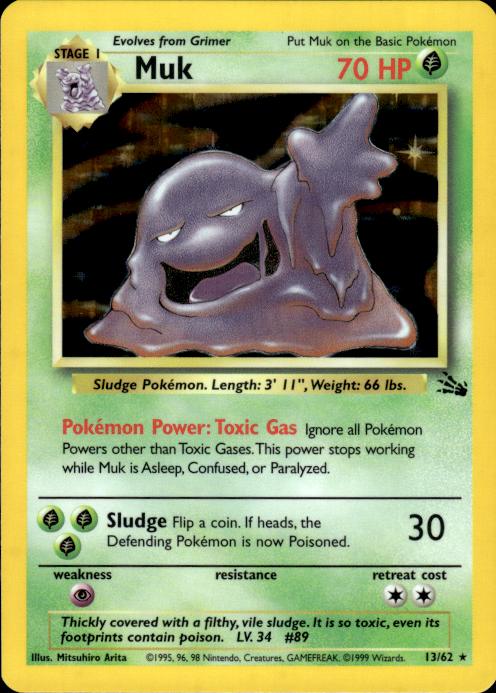 Pokemon Muk 13/62 Fossil Holo Rare Near Mint