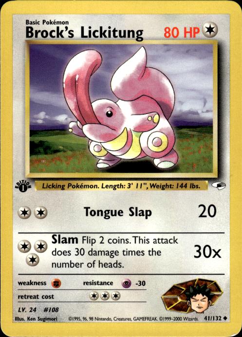 Pokemon Brock's Lickitung 41/132 Gym Heroes Uncommon 1st Edition Near Mint