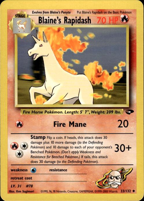 Pokemon Blaine's Rapidash 33/132 Gym Challenge Uncommon Near Mint