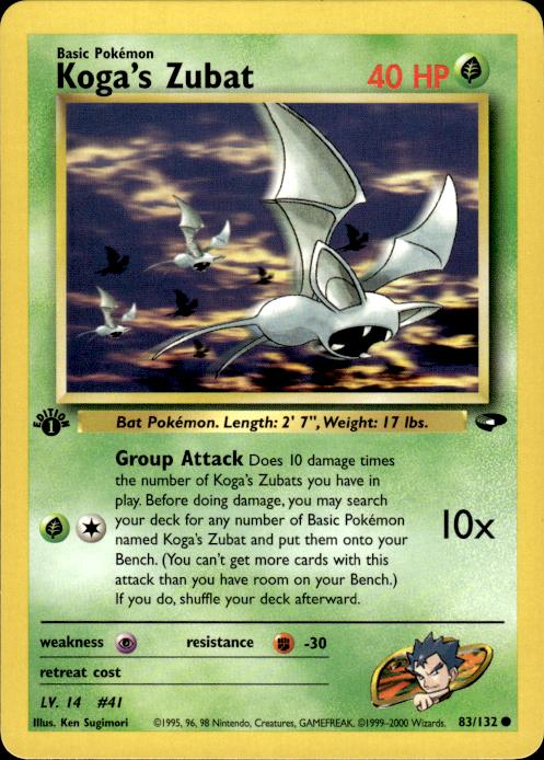 Pokemon Koga's Zubat 83/132 Gym Challenge Common 1st Edition Near Mint