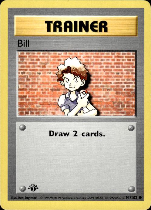 Pokemon Bill 91/102 Base Set Common 1st Edition Lightly Played