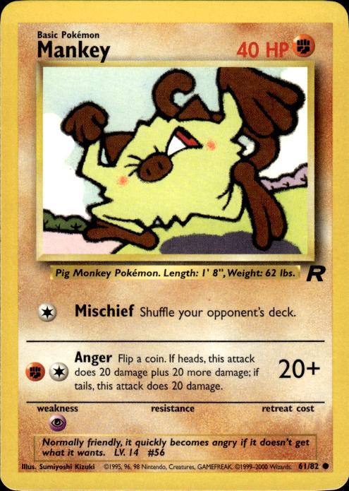 Pokemon Mankey 61/82 Team Rocket Common Near Mint
