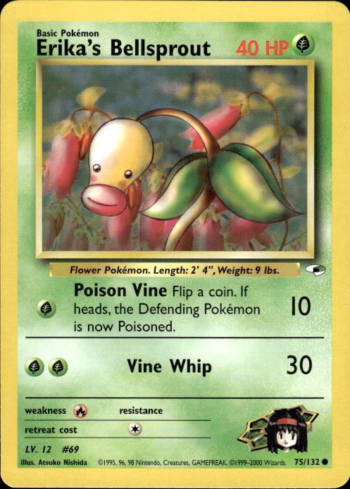 Pokemon Erika's Bellsprout 75/132 Gym Heroes Common Near Mint