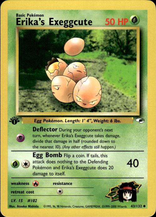 Pokemon Erika's Exeggcute 43/132 Gym Heroes Uncommon 1st Edition Near Mint