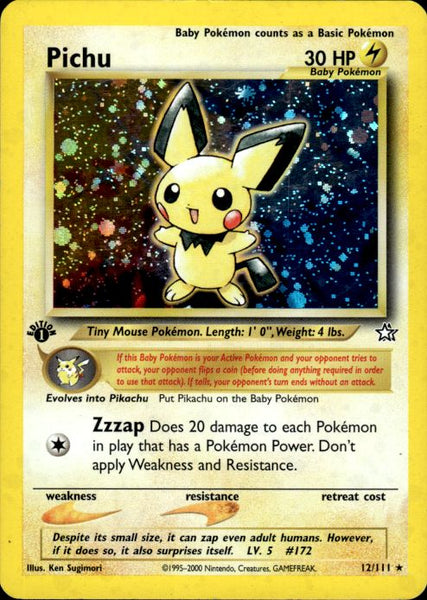 Pichu 英語版 12/111 Pokemon Pichu 12/111 Neo Genesis Holo Rare 1st Edition Moderately