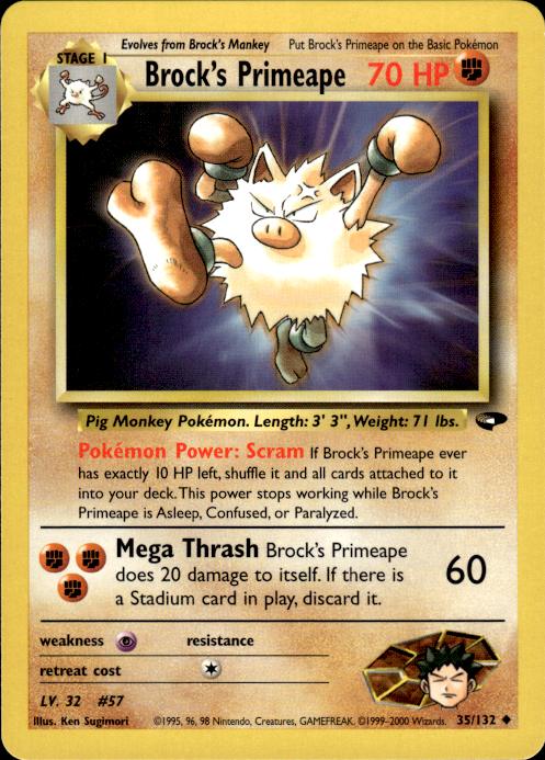 Pokemon Brock's Primeape 35/132 Gym Challenge Uncommon Near Mint