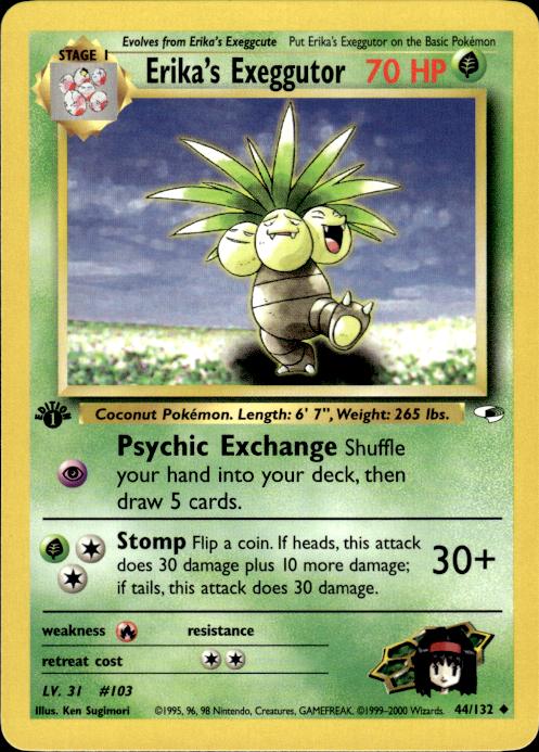 Pokemon Erika's Exeggutor 44/132 Gym Heroes Uncommon 1st Edition Near Mint